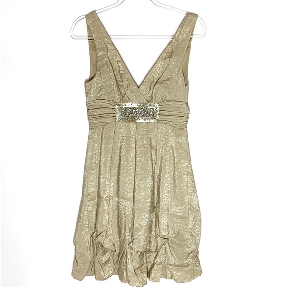 BCBG MaxAzria gold dress with beading - Picture 1 of 10